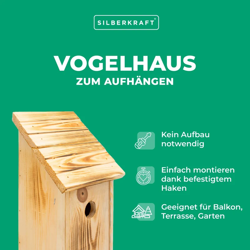 Nistkasten aus massivem Holz zum Aufhängen