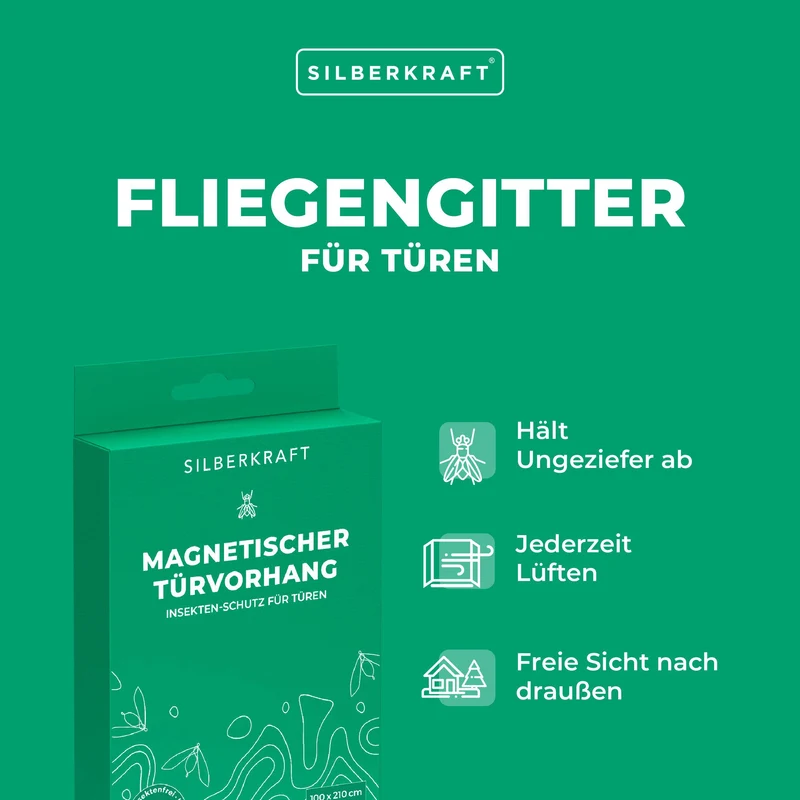 Fliegengitter für Türen - 100 x 210 cm - ohne Bohren