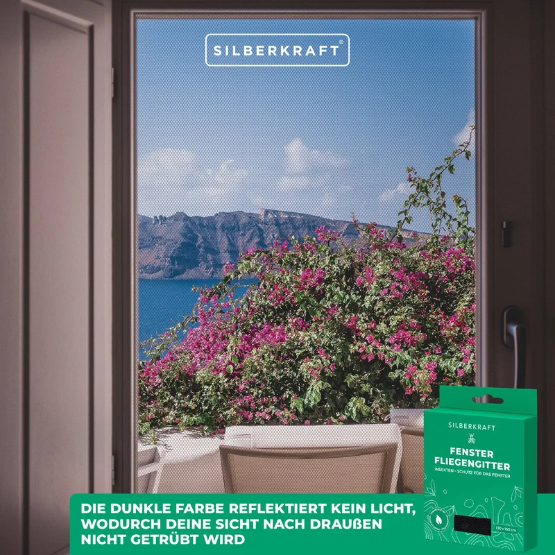 Fliegengitter für Fenster - 130 x 150 cm - ohne Bohren