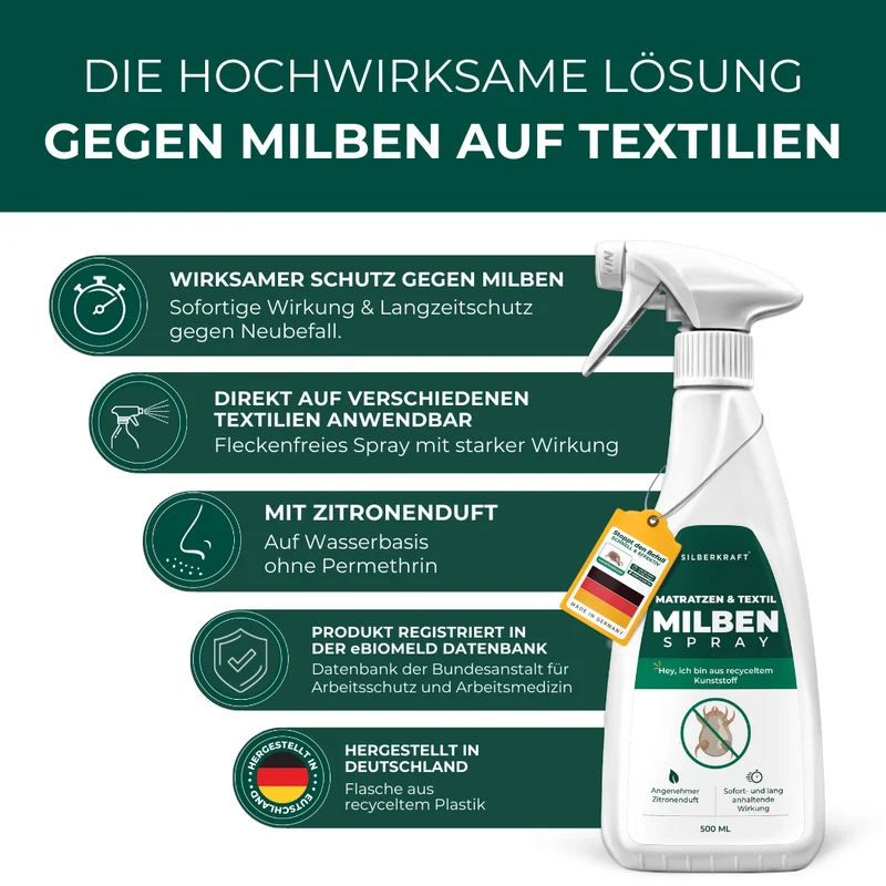 Milbenspray für Matratzen & Textil - Milben im Bett vertreiben