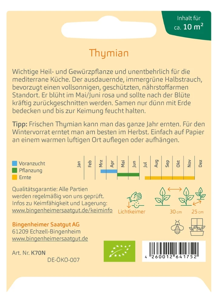 BIO Saatgut Thymian Deutscher Winter