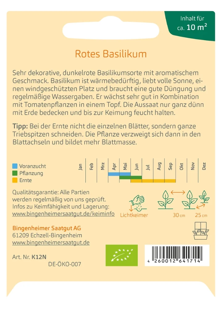 BIO Saatgut Basilikum rotblättrig