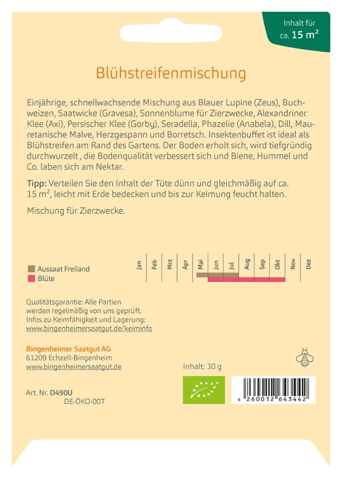 BIO Saatgut Gründüngung Blühstreifen Insektenbuffet