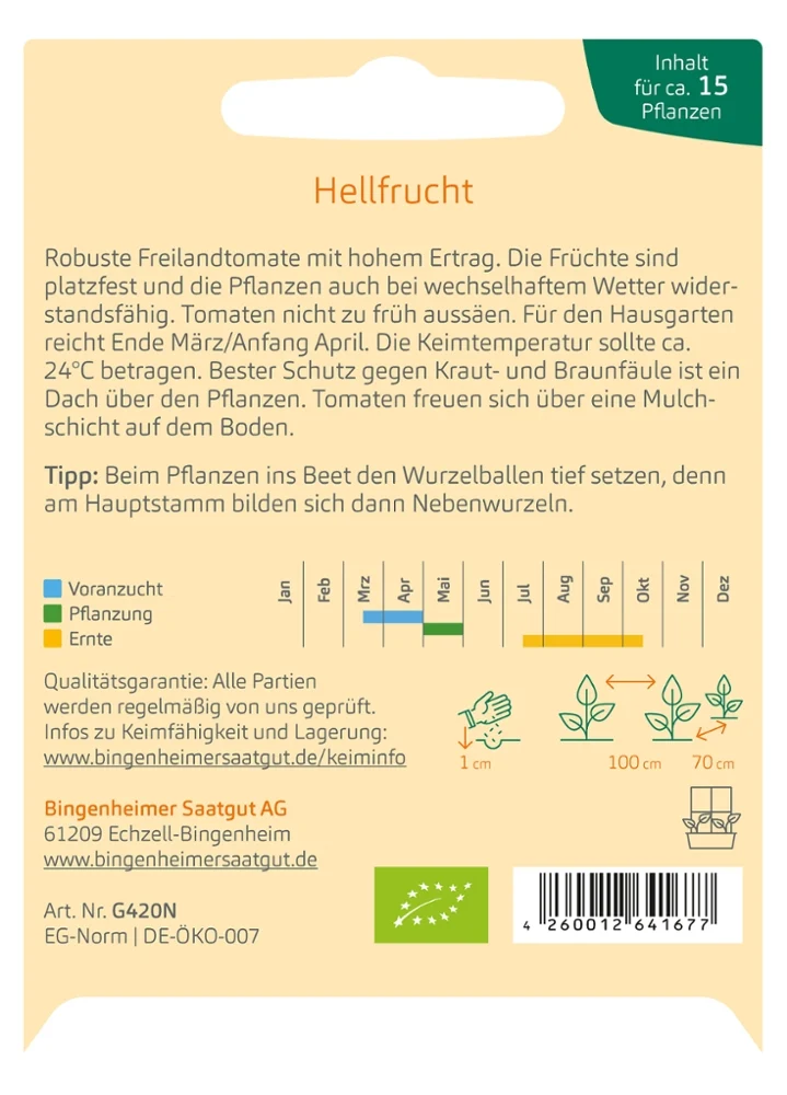 BIO Saatgut Tomate Hellfrucht