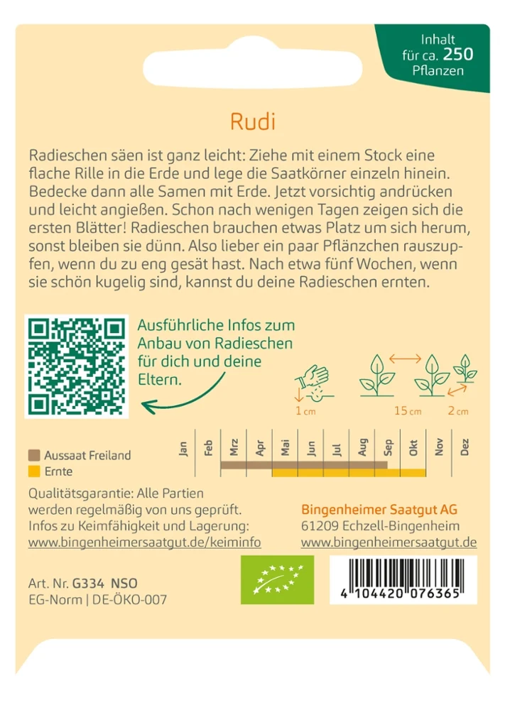 BIO Saatgut Radies Rudi