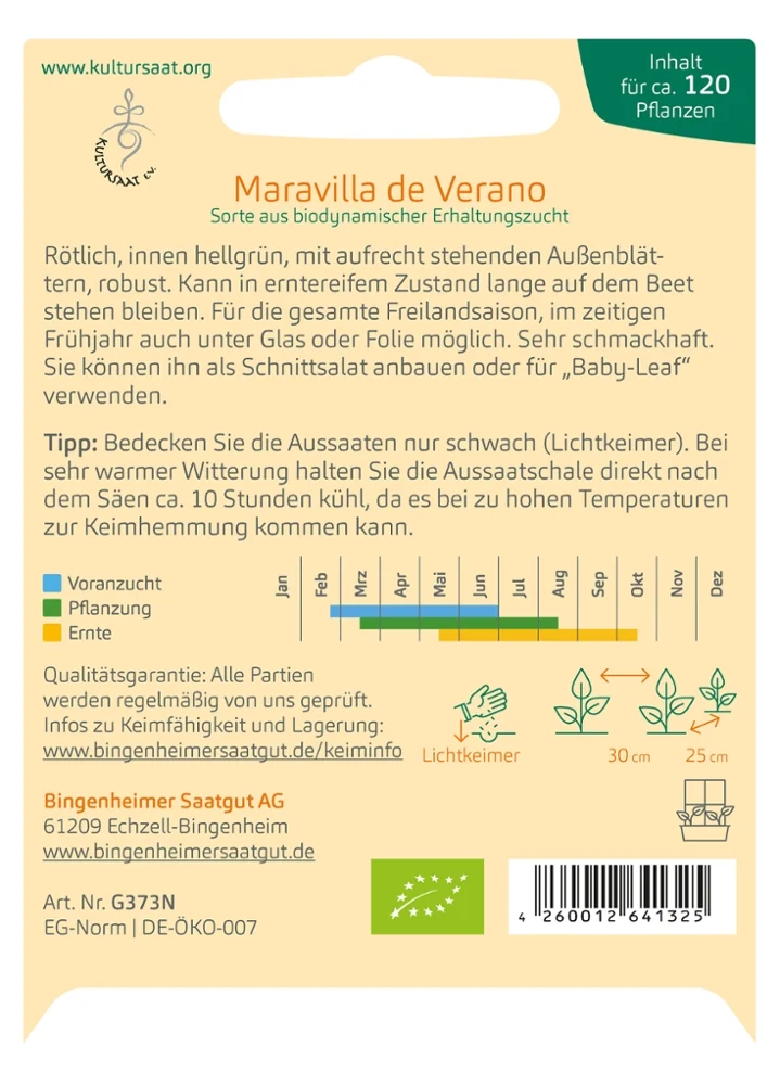 BIO Saatgut Bataviasalat Maravilla de Verano
