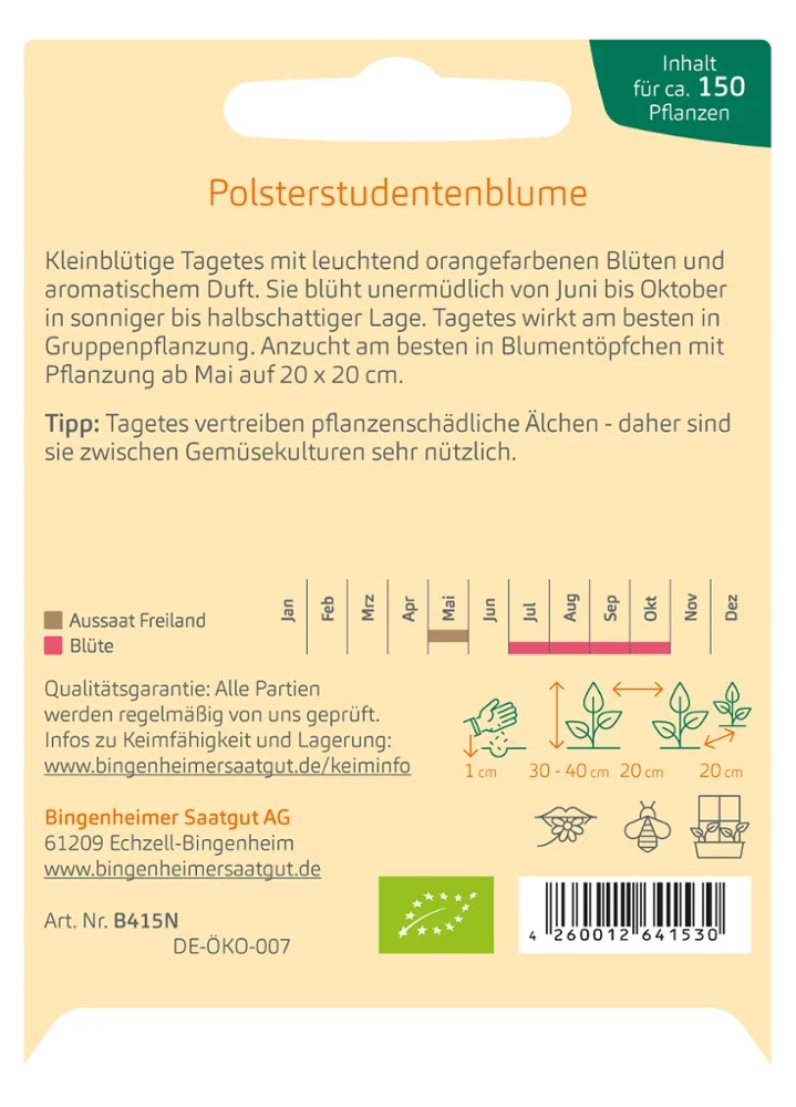 BIO Saatgut Polsterstudentenblume