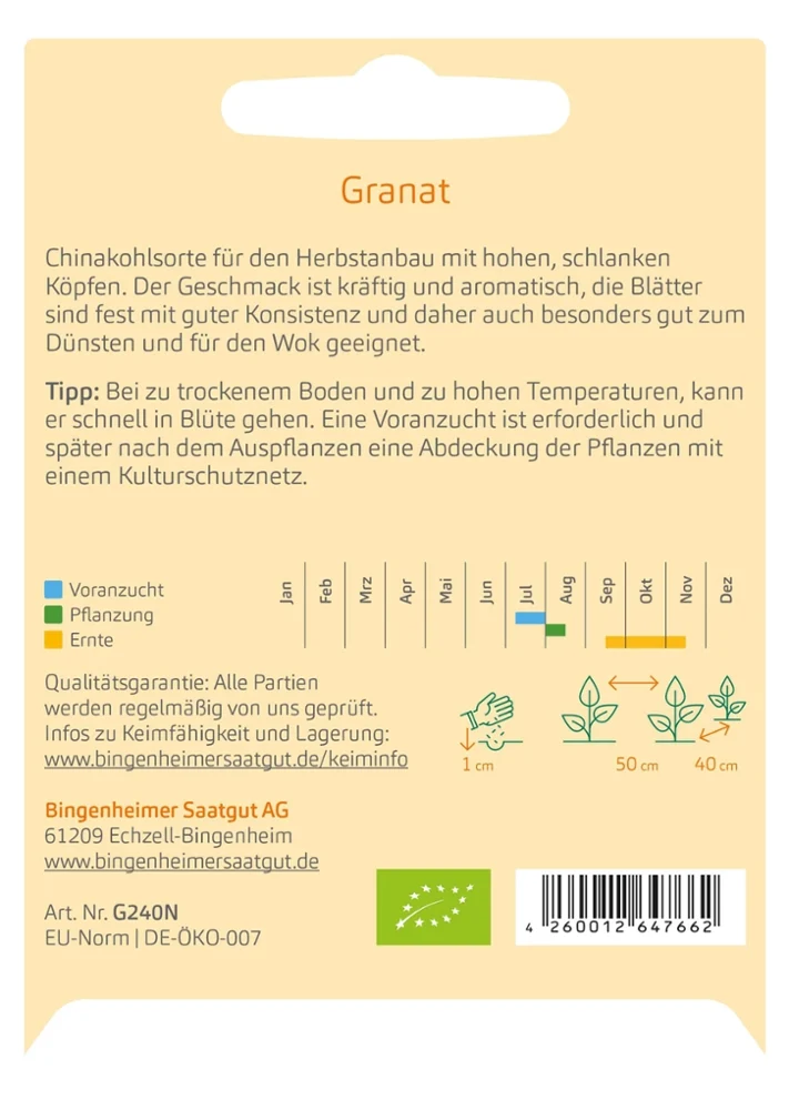 BIO Saatgut Chinakohl Granat