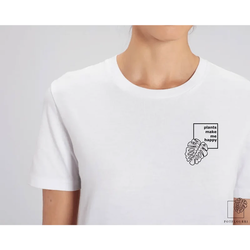 UNISEX MOTIV T-SHIRT HAPPY - WHITE