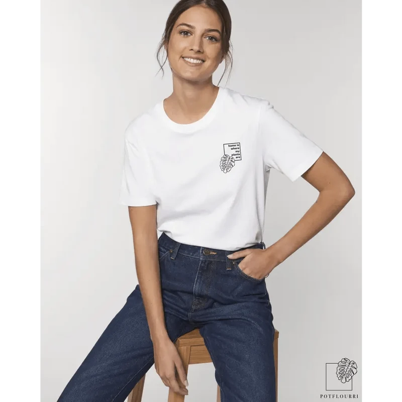 UNISEX MOTIV T-SHIRT HOME - WHITE