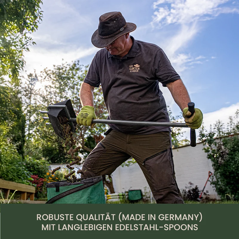 Rasenspecht Aerifizierer mit Spoons und Auffangwanne in Anthrazit