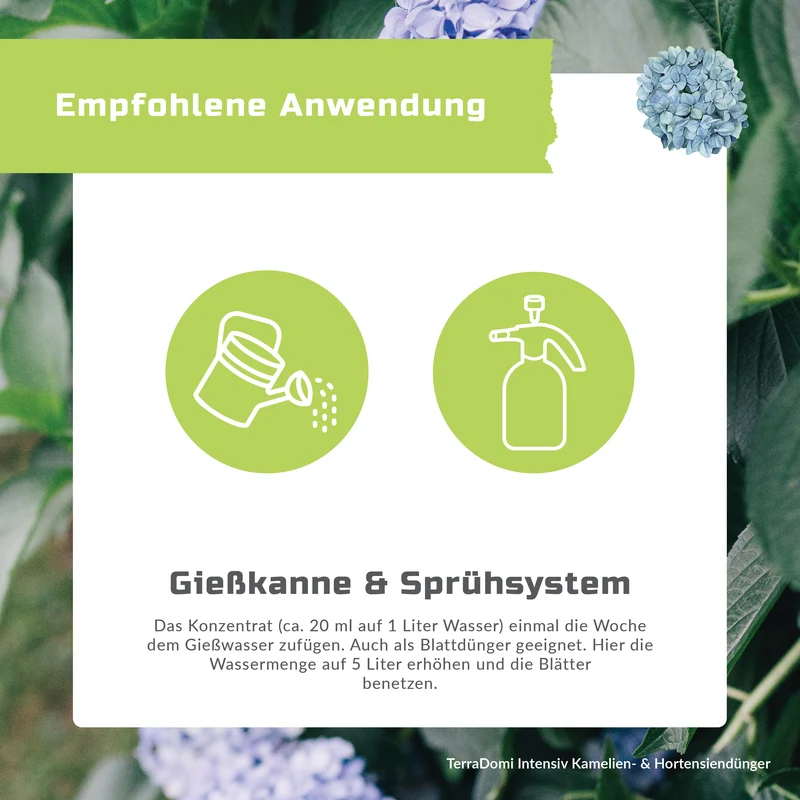 TerraDomi Kamelien- und Hortensiendünger 1 Liter Flüssigdünger Konzentrat