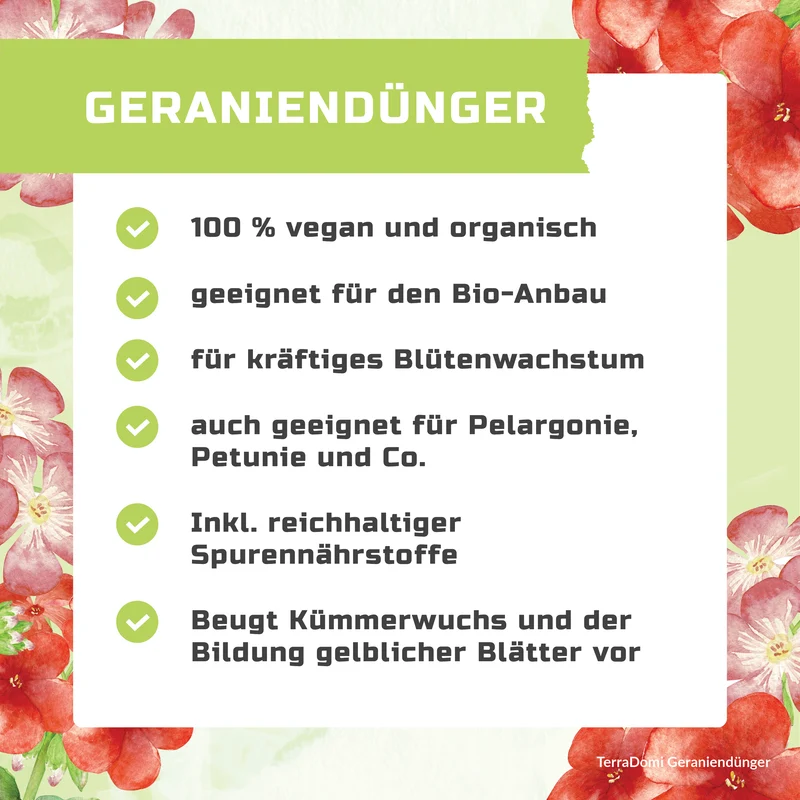TerraDomi Geraniendünger 1 Liter Flüssigdünger Konzentrat