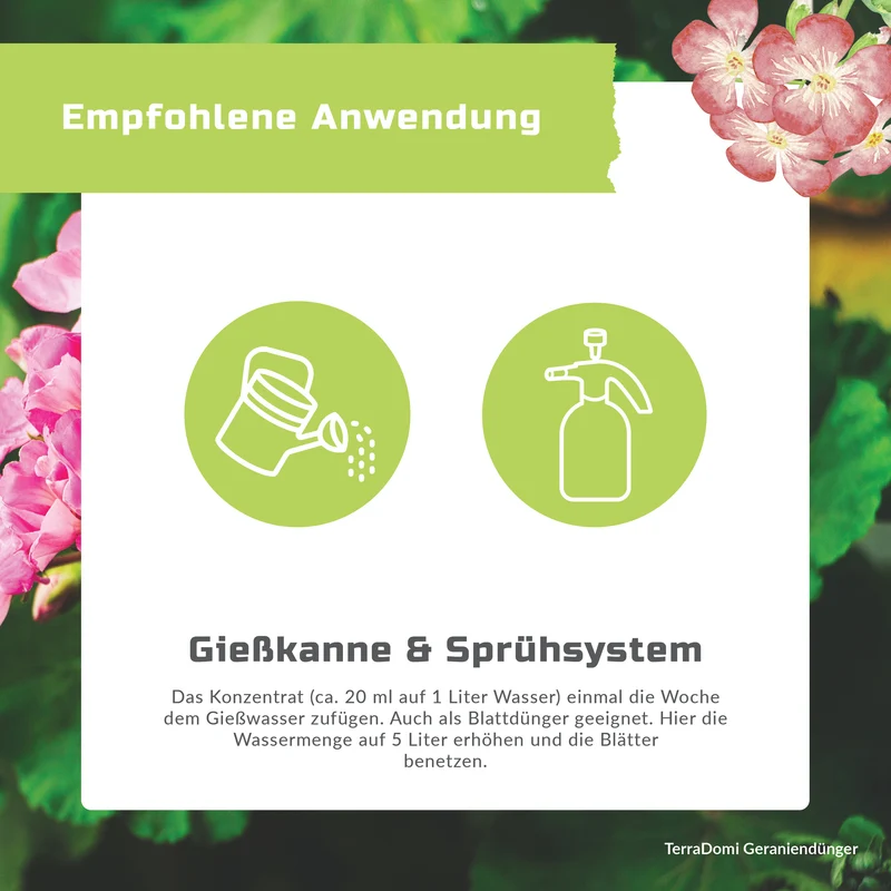 TerraDomi Geraniendünger 1 Liter Flüssigdünger Konzentrat