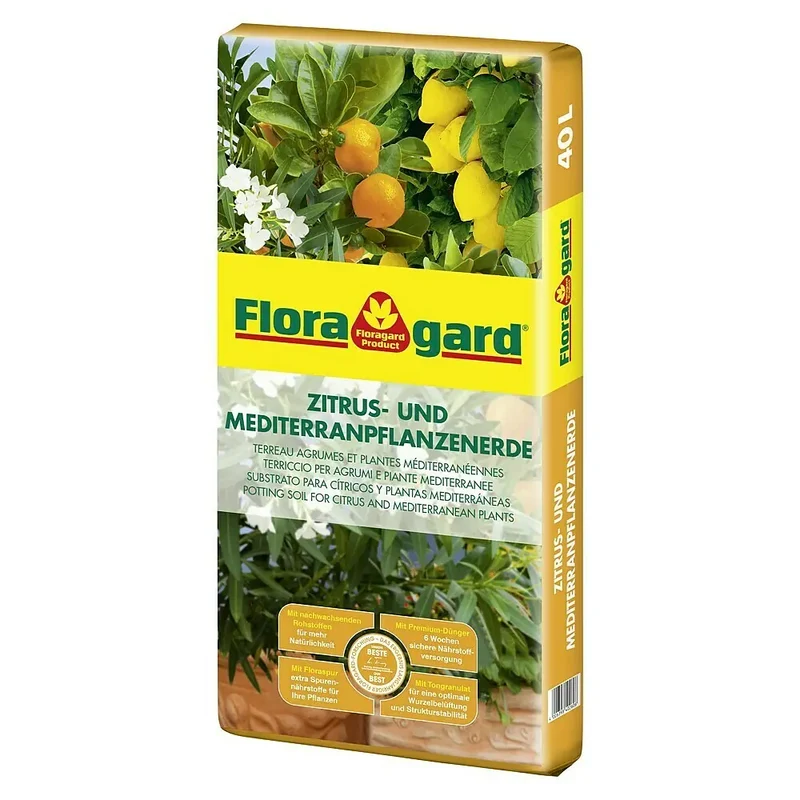 Floragard Zitrus- und Mediterranpflanzenerde 40 l – Für Oliven, Zitrus & mediterrane Pflanzen