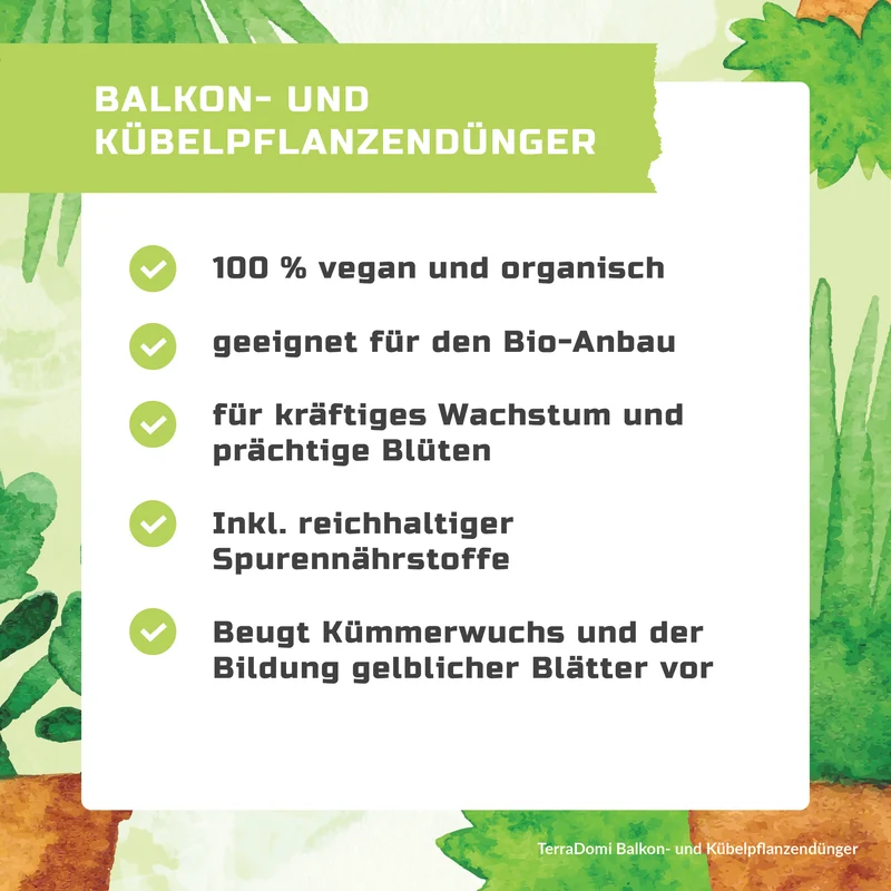TerraDomi Balkon- und Kübelpflanzendünger 1 Liter Flüssigdünger Konzentrat