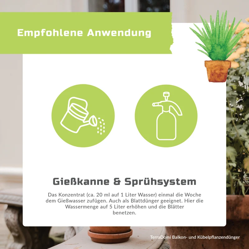 TerraDomi Balkon- und Kübelpflanzendünger 1 Liter Flüssigdünger Konzentrat