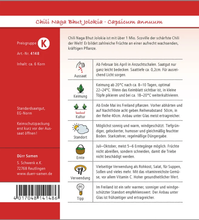Chilisamen Naga Bhut Jolokia