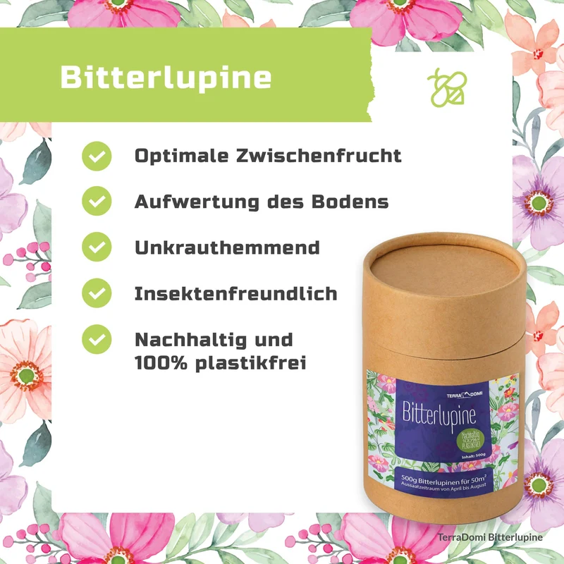 TerraDomi 500g Bitterlupinen I tiefwurzelnd und bodenauflockernd