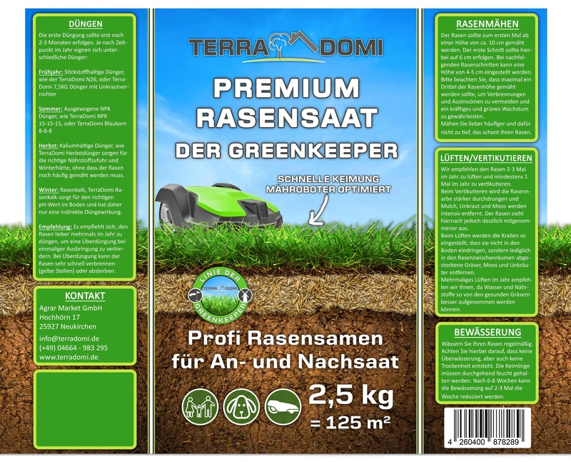Premium Rasensamen für An- & Nachsaat I strapazierfähige und robuste Rasensaat der Greenkeeper