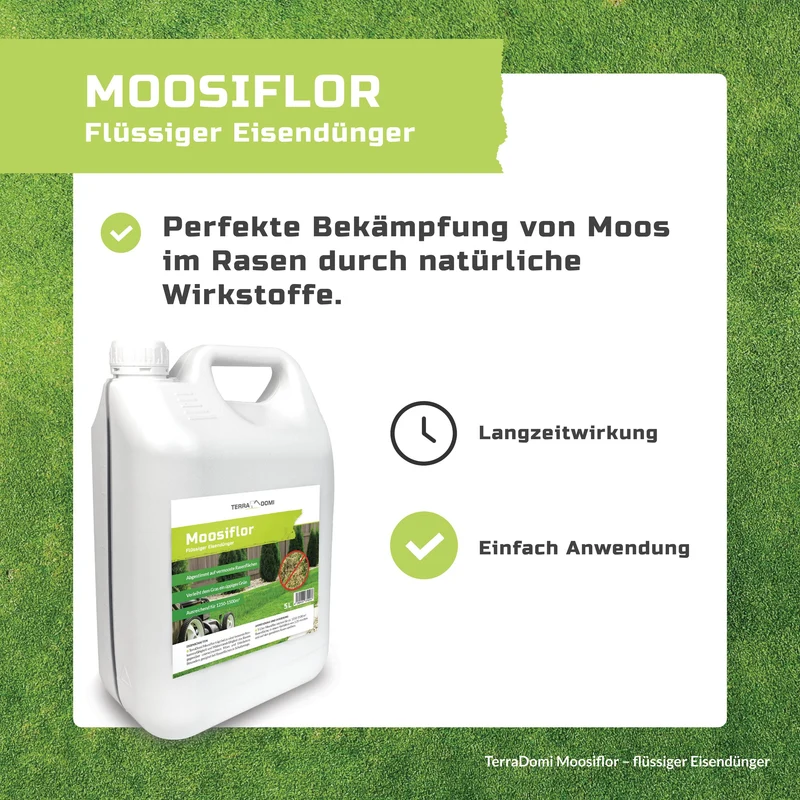 TerraDomi Moosiflor | flüssiger Eisendünger für vermooste Rasenflächen