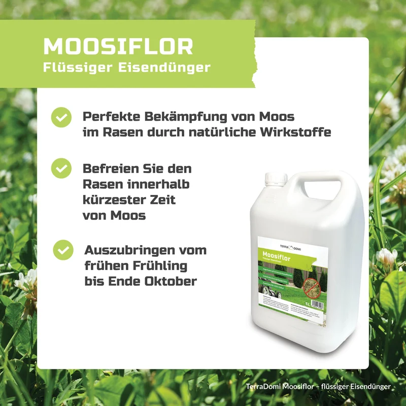 TerraDomi Moosiflor | flüssiger Eisendünger für vermooste Rasenflächen