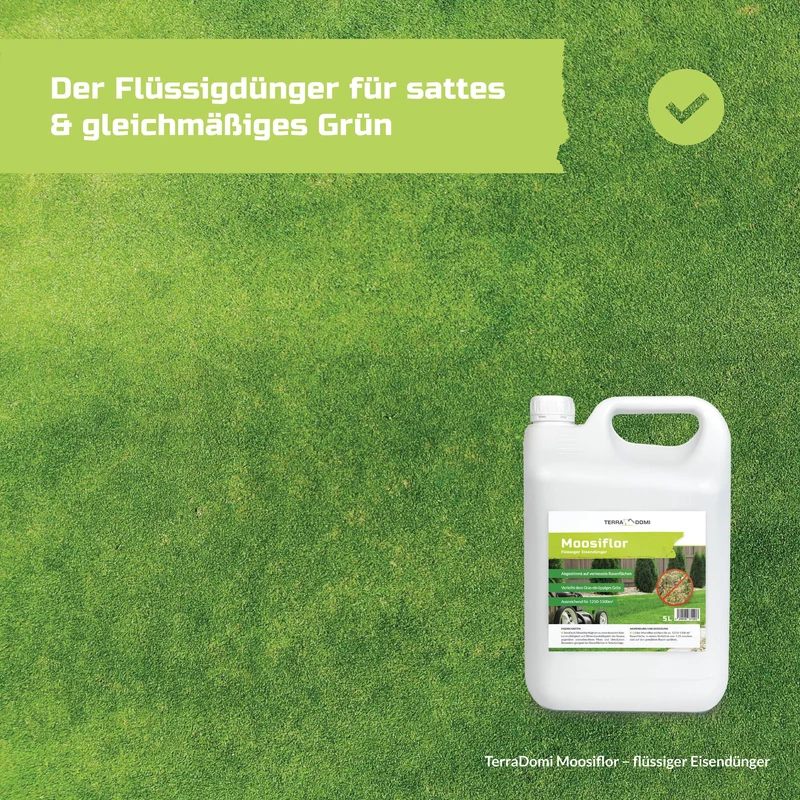 TerraDomi Moosiflor | flüssiger Eisendünger für vermooste Rasenflächen