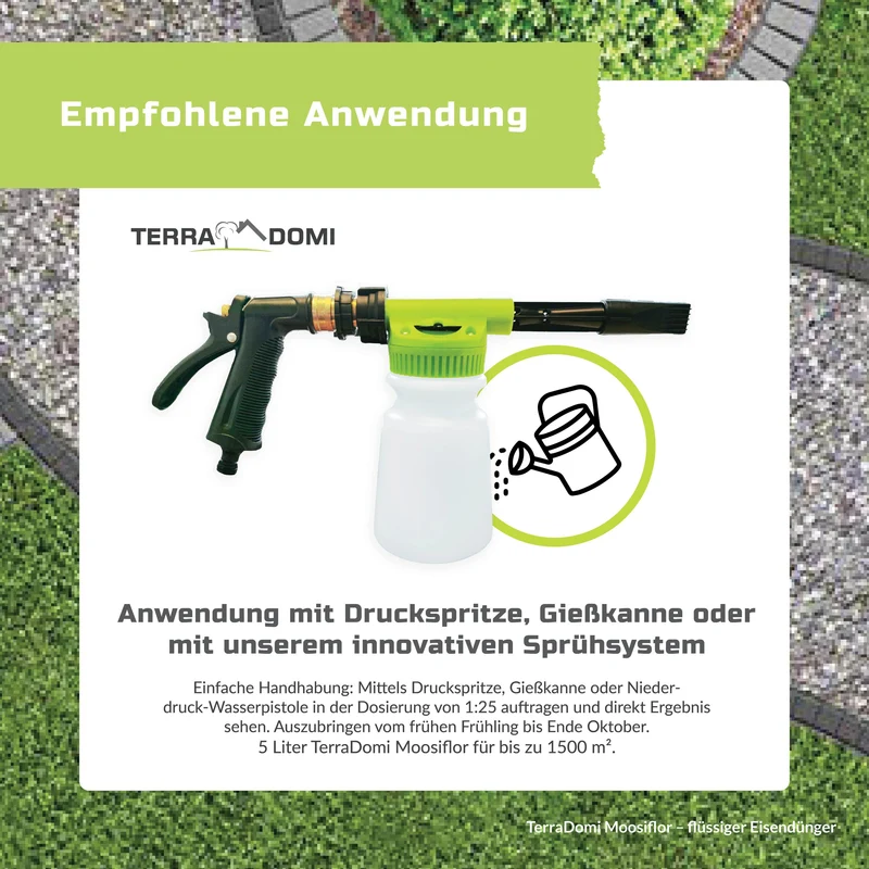 TerraDomi Moosiflor | flüssiger Eisendünger für vermooste Rasenflächen