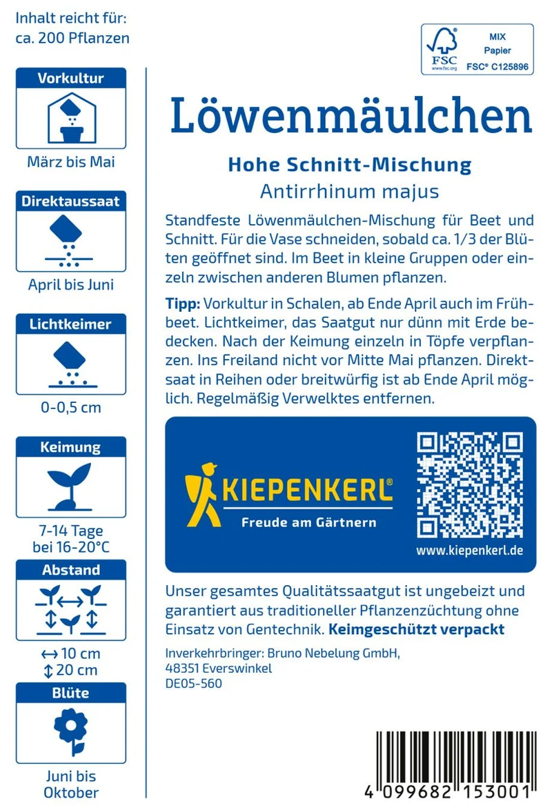 Löwenmäulchensamen Hohe Schnitt-Mischung