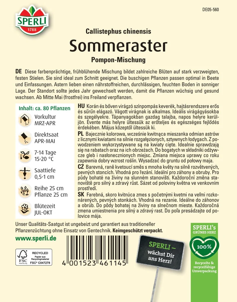Sommerasternsamen Pompon-Mischung