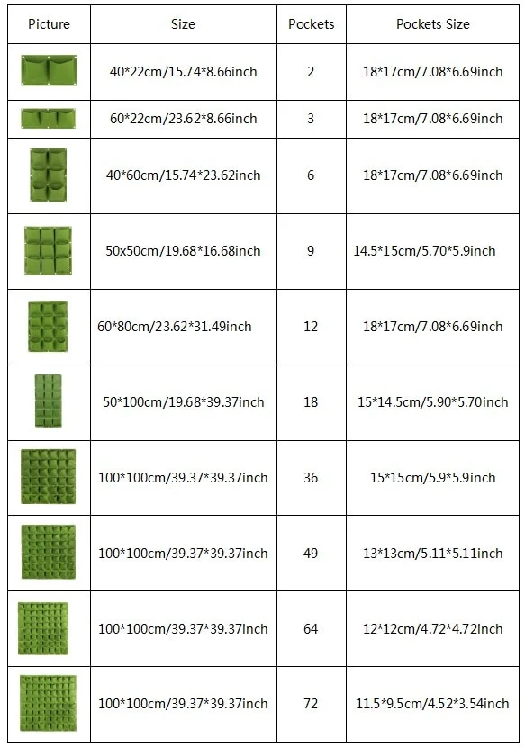 4/7/9/18/25/36/49/72 Pockets Wall Hanging Planting Bags Green Plant Grow Planter Vertical Garden Living Bag Garden Supplies Bags