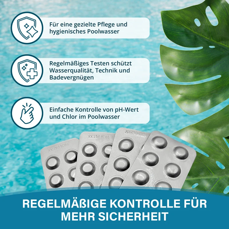 Pooltester Nachfülltabletten 100 Stück – pH, Chlor & Brom