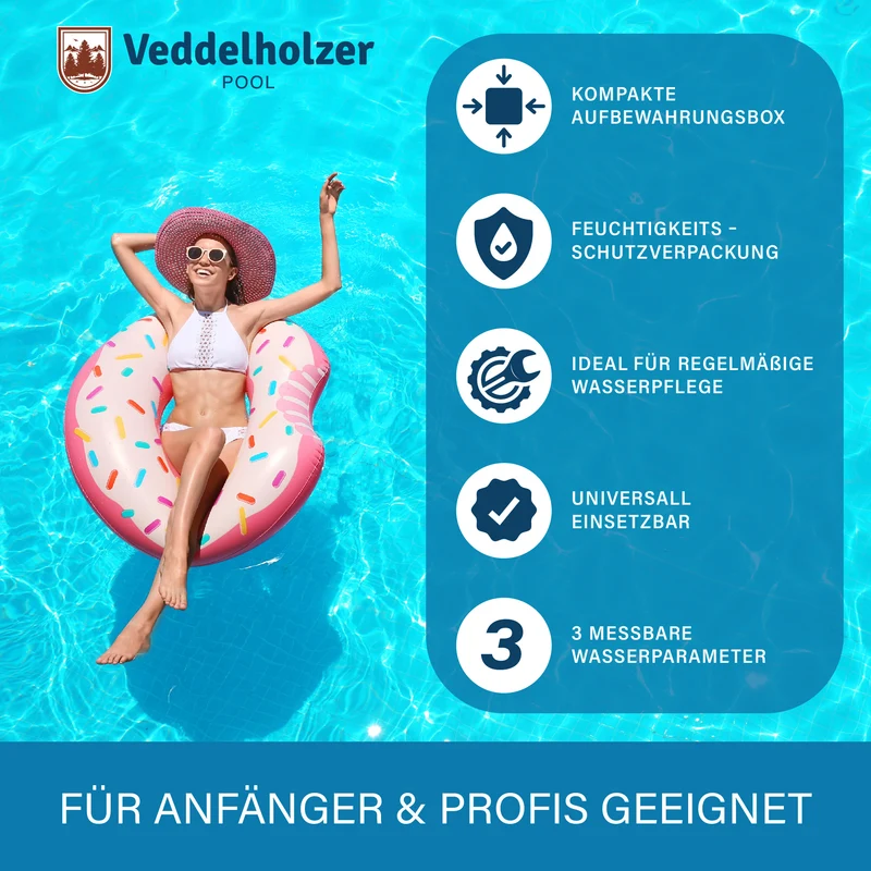 3-in-1 Pool Teststreifen 150 Stück – pH, Chlor, Alkalinität