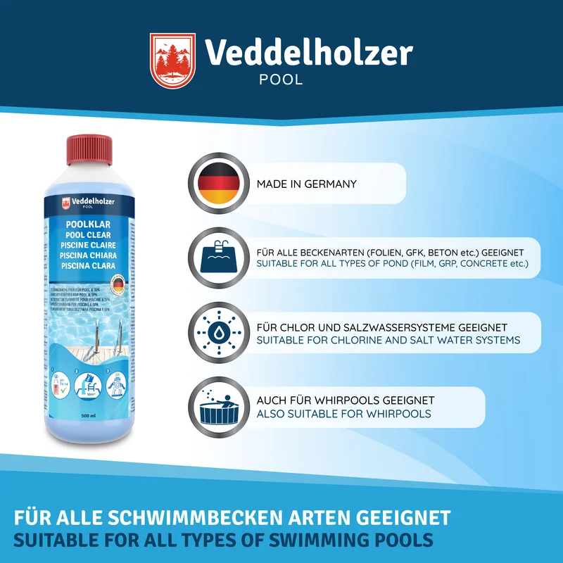 Poolklar Doppelpack 2x 500ml – Trübungsentferner für Pools