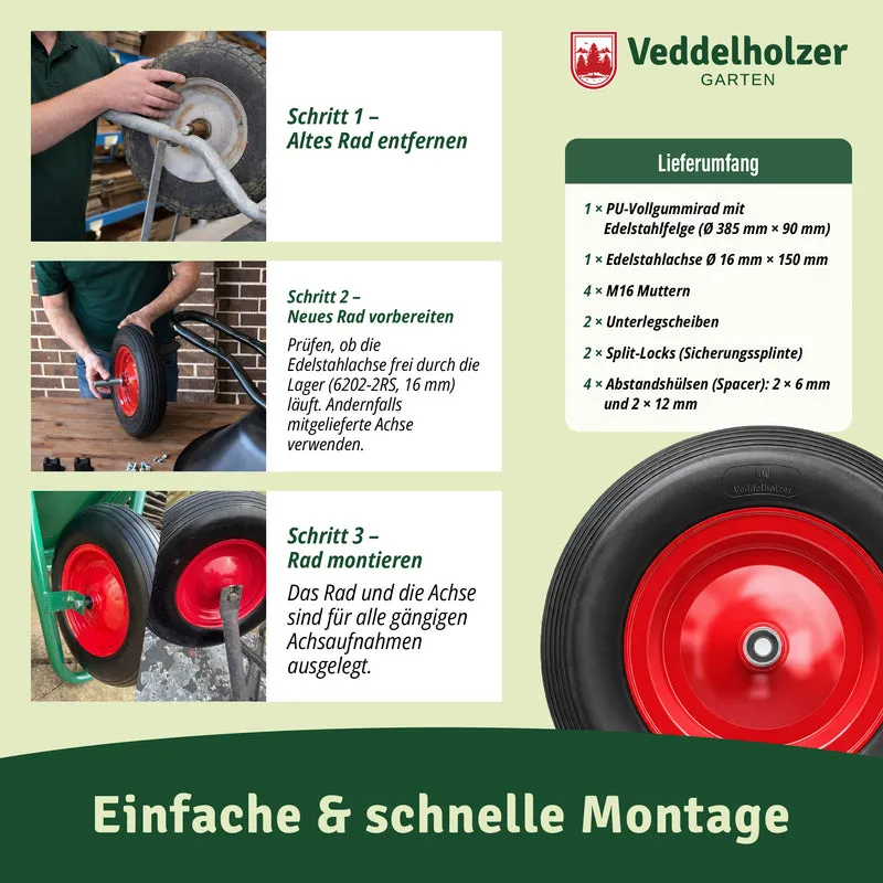 Schubkarrenrad Vollgummi 4.80/4.00-8 – 100% pannensicher