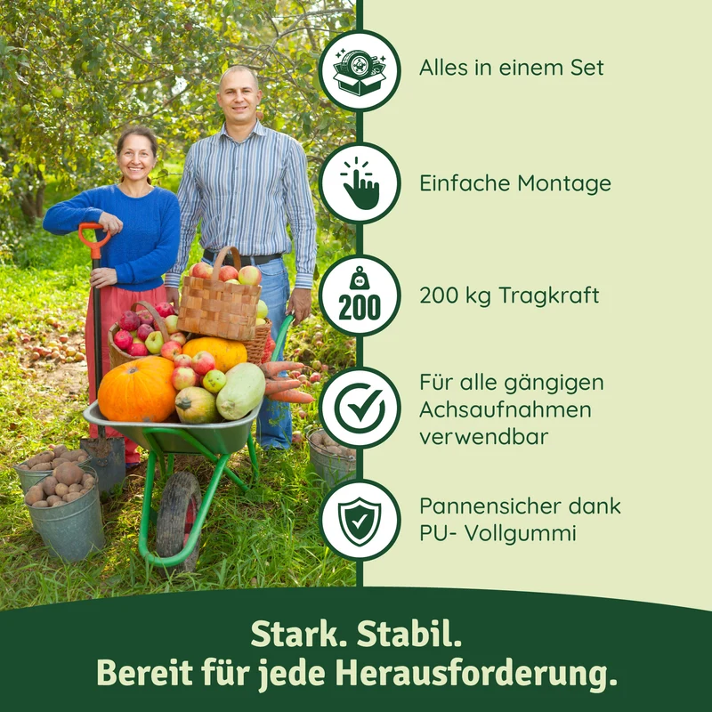 Schubkarrenrad Vollgummi 4.80/4.00-8 – 100% pannensicher