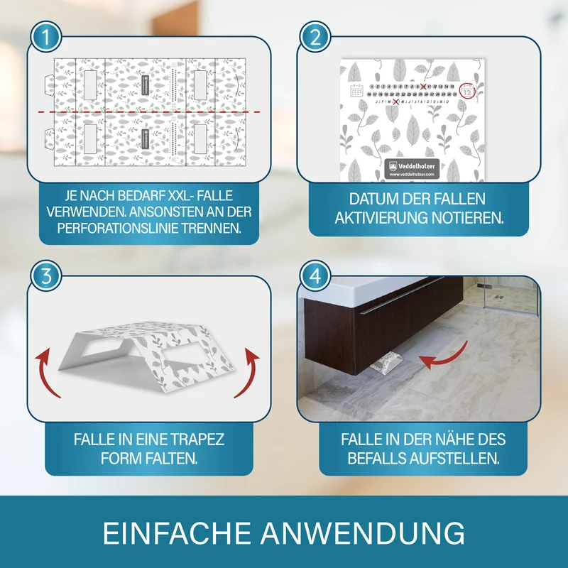 Silberfischfalle XXL 12 Stück – teilbar, mit Lockstoff