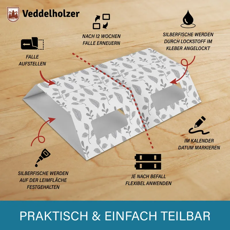 Silberfischfalle XXL 12 Stück – teilbar, mit Lockstoff