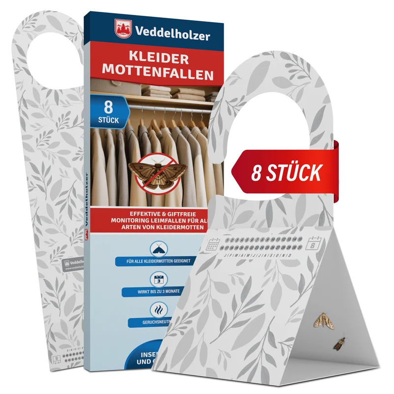 Kleidermottenfalle 8er Set – giftfrei & geruchlos