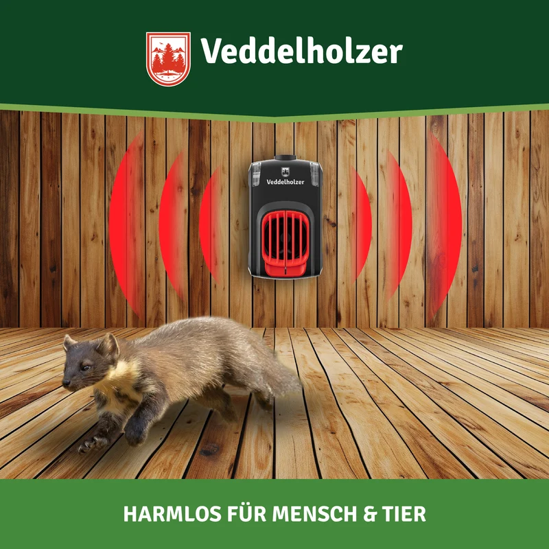 Marderabwehr Ultraschall mit USB – LED-Blitzlicht, 70m²