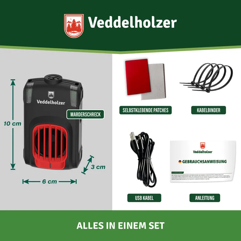 Marderabwehr Ultraschall mit USB – LED-Blitzlicht, 70m²