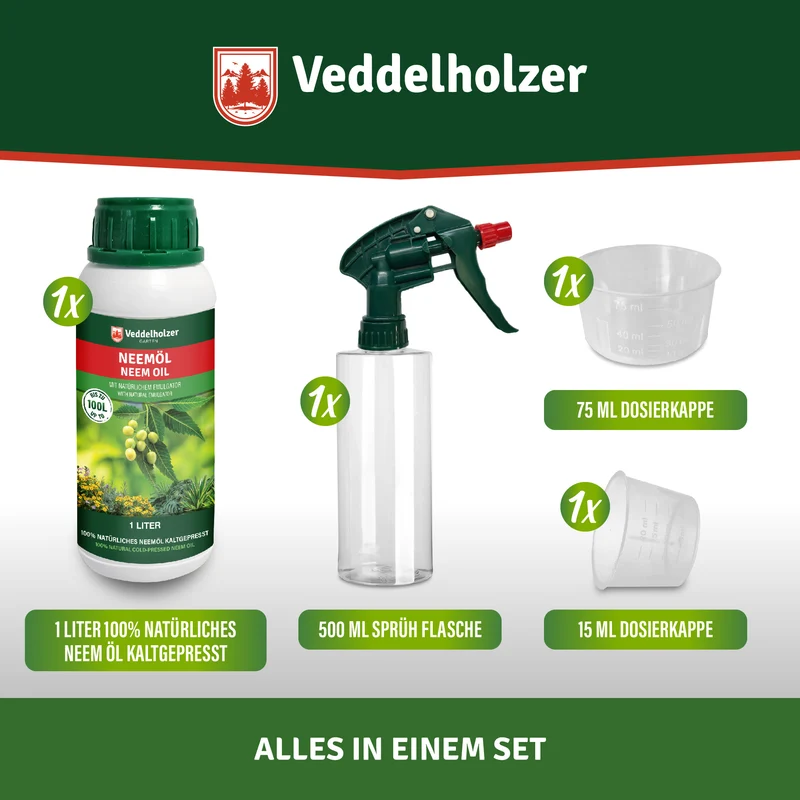 Neemöl 1L mit Emulgator – kaltgepresst, inkl. Sprühflasche