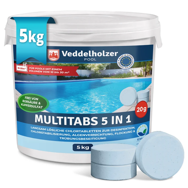 Pool Multitabs 5kg – 20g Chlortabletten für mittlere Pools