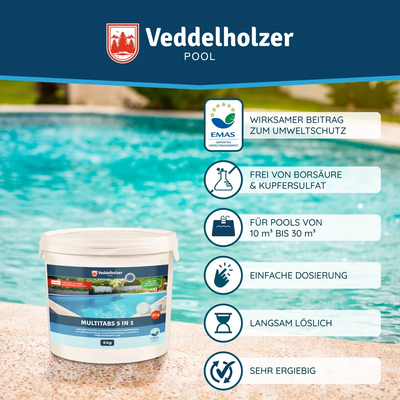 Pool Multitabs 5kg – 20g Chlortabletten für mittlere Pools