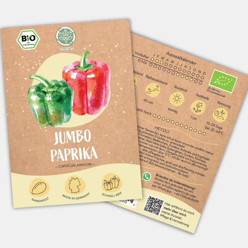 Bio Paprika Jumbo mild Samen