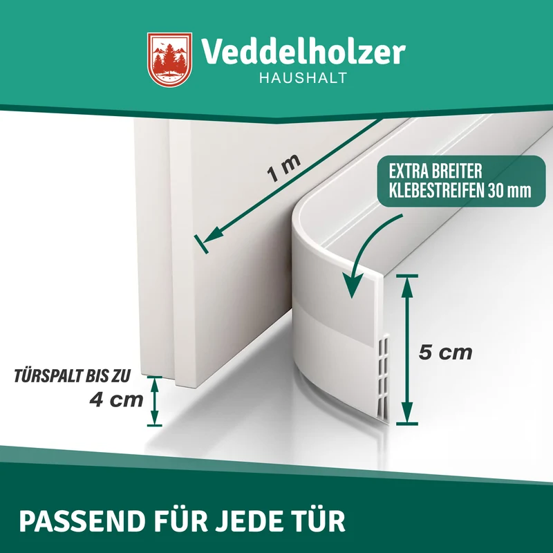 Türdichtung selbstklebend – Zugluftstopper, spart Heizkosten