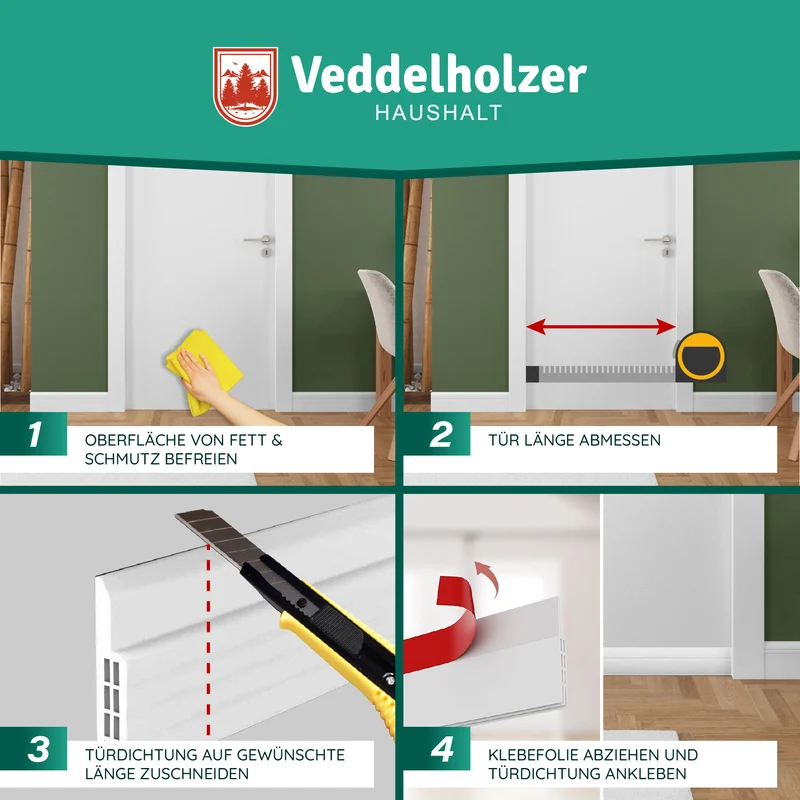 Türdichtung selbstklebend – Zugluftstopper, spart Heizkosten