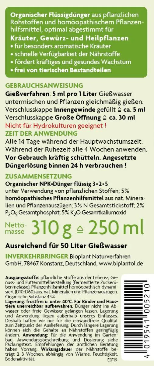 Biplantol Kräuterdünger Kräuter-Kraft