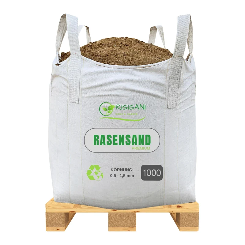 RISISANI Premium Rasensand 1000 kg | Quarzsand mit Körnung 0,5-1,5 mm