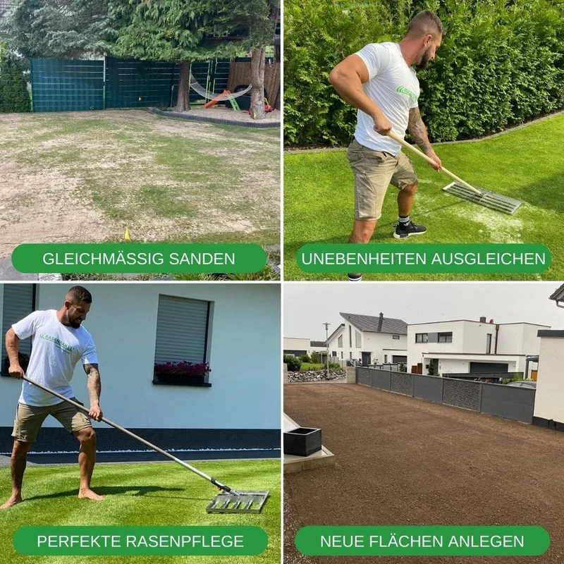 RISISANI Premium Rasenrakel XXL-160 in Edelstahl